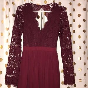 Maroon Lace Maternity Gown